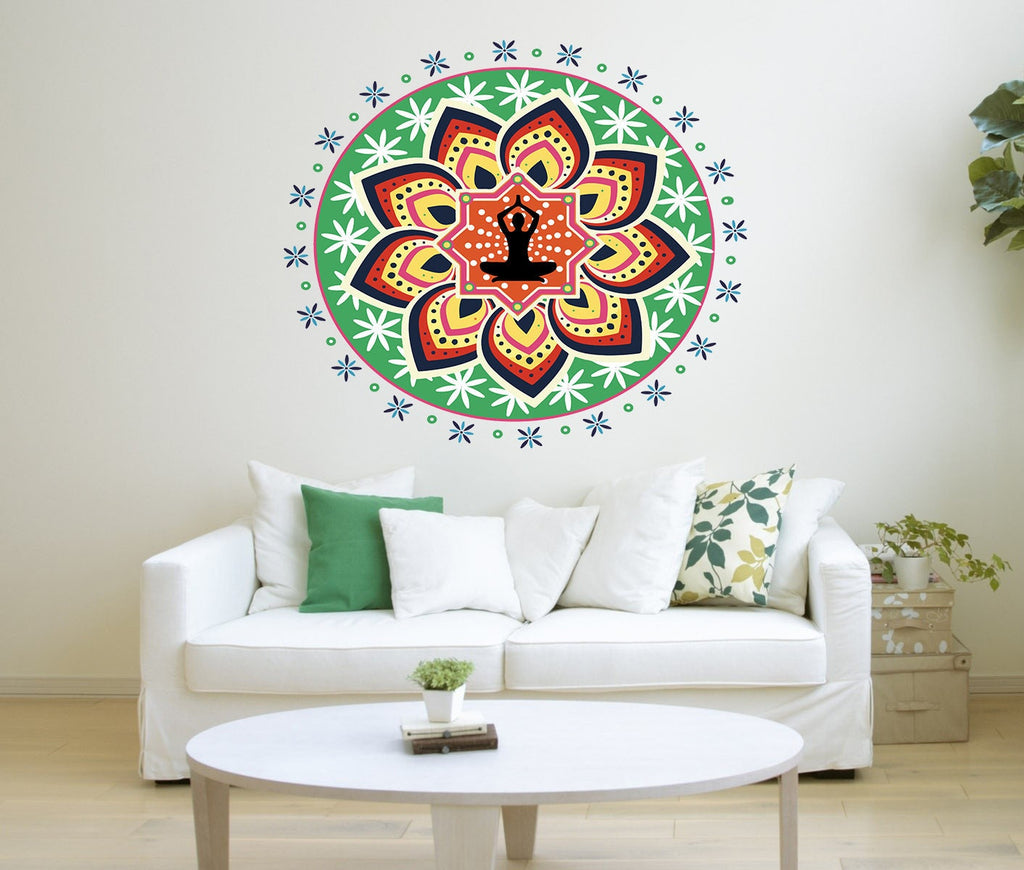 Yoga Mandala Wall Decal, Yoga Mandala Wall Sticker, Mandala Decor