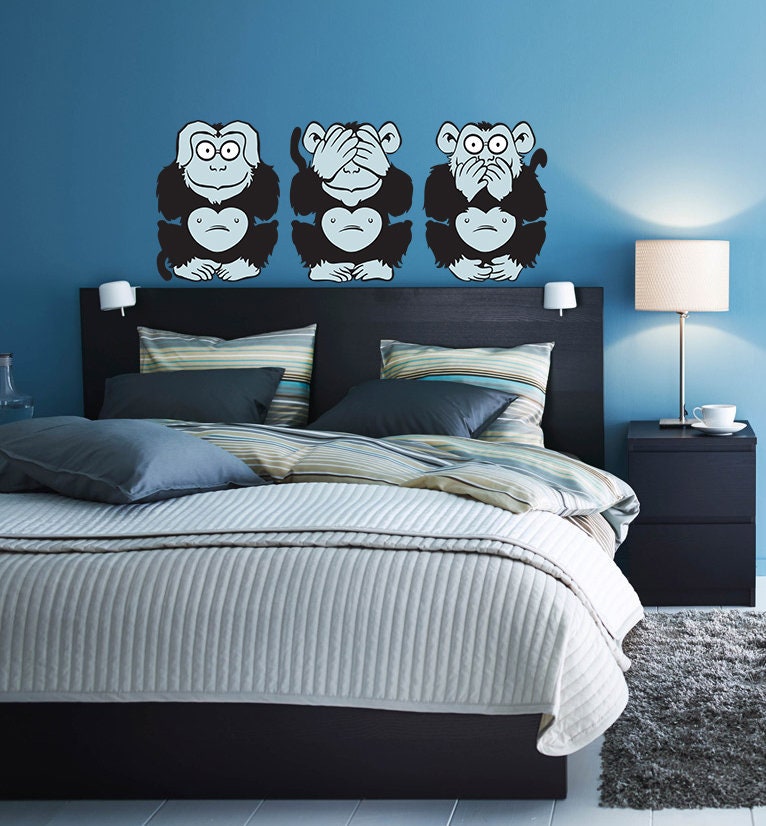 Three Wise Monkeys Decal, Three Wise Monkeys Sticker, Three Wise Monkeys Decor