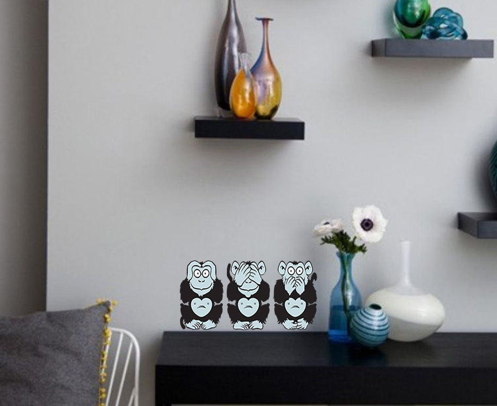 Three Wise Monkeys Decal, Three Wise Monkeys Sticker, Three Wise Monkeys Decor