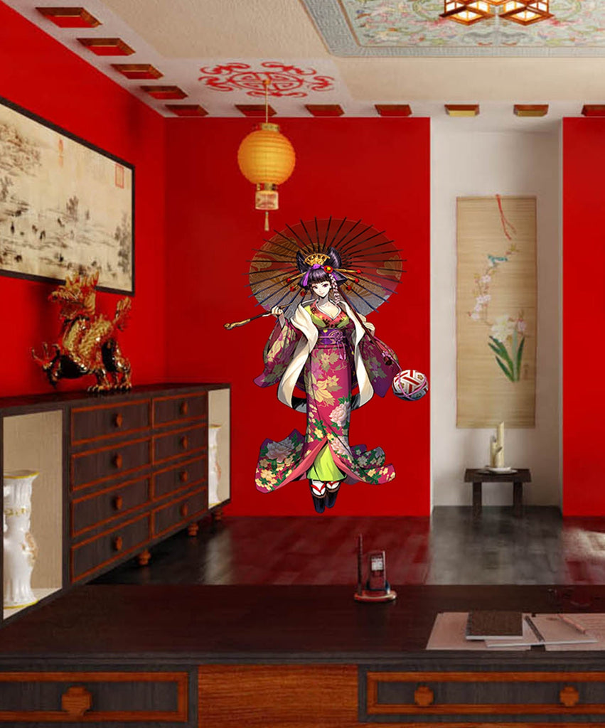 Geisha Wall Decor, Geisha Wall Sticker, Geisha Wall Decal, Geisha Wall Art