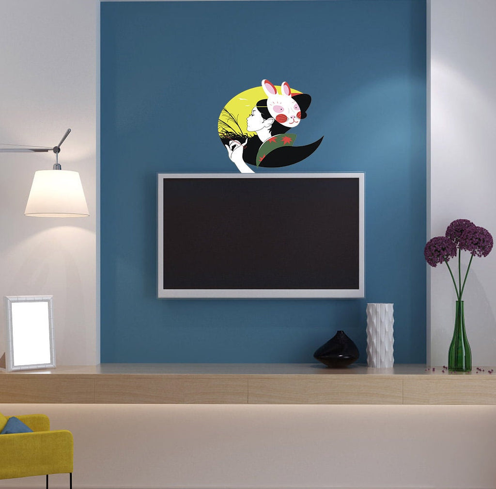 Japanese Mask Decal, Japanese Mask Sticker, Japanese Mask Wall Decor
