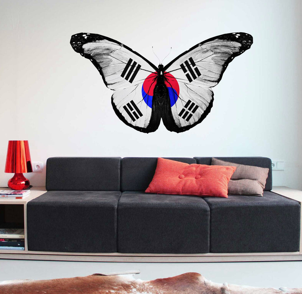 Japanese Flag Butterfly Decal, Japanese Flag Butterfly Sticker, Japanese Flag Butterfly Decor