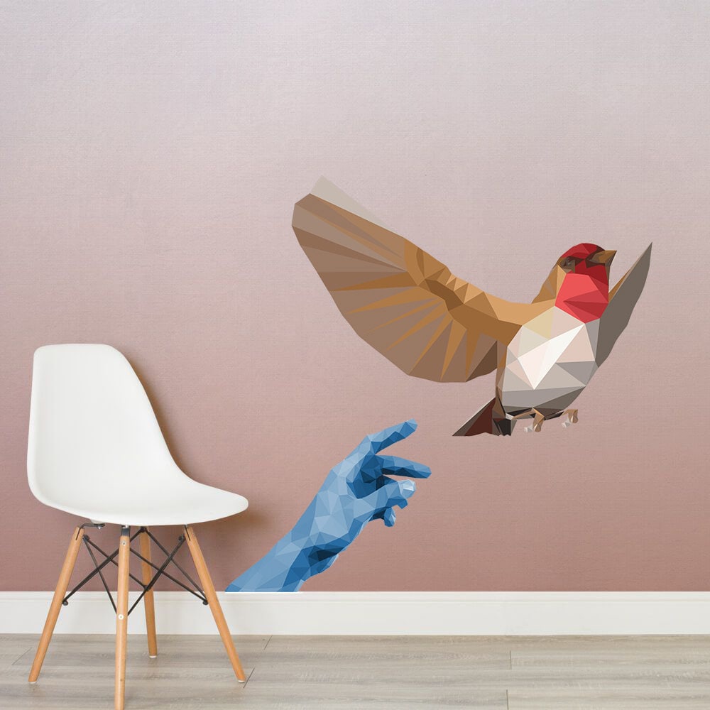 Bird and Reaching Hand Decal, Bird and Reaching Hand Sticker, Bird and Reaching Hand Decor