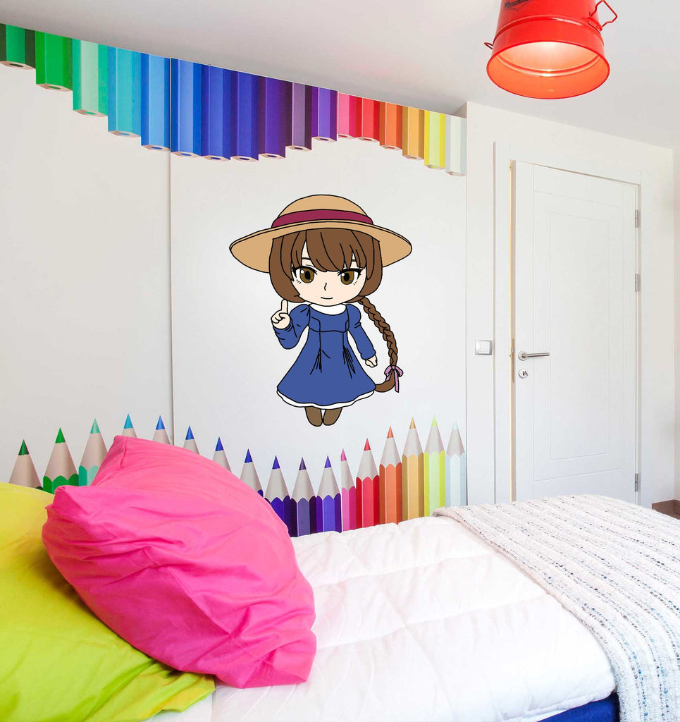 Anime Little Girl Decal, Anime Little Girl Sticker, Anime Little Girl Wall Art