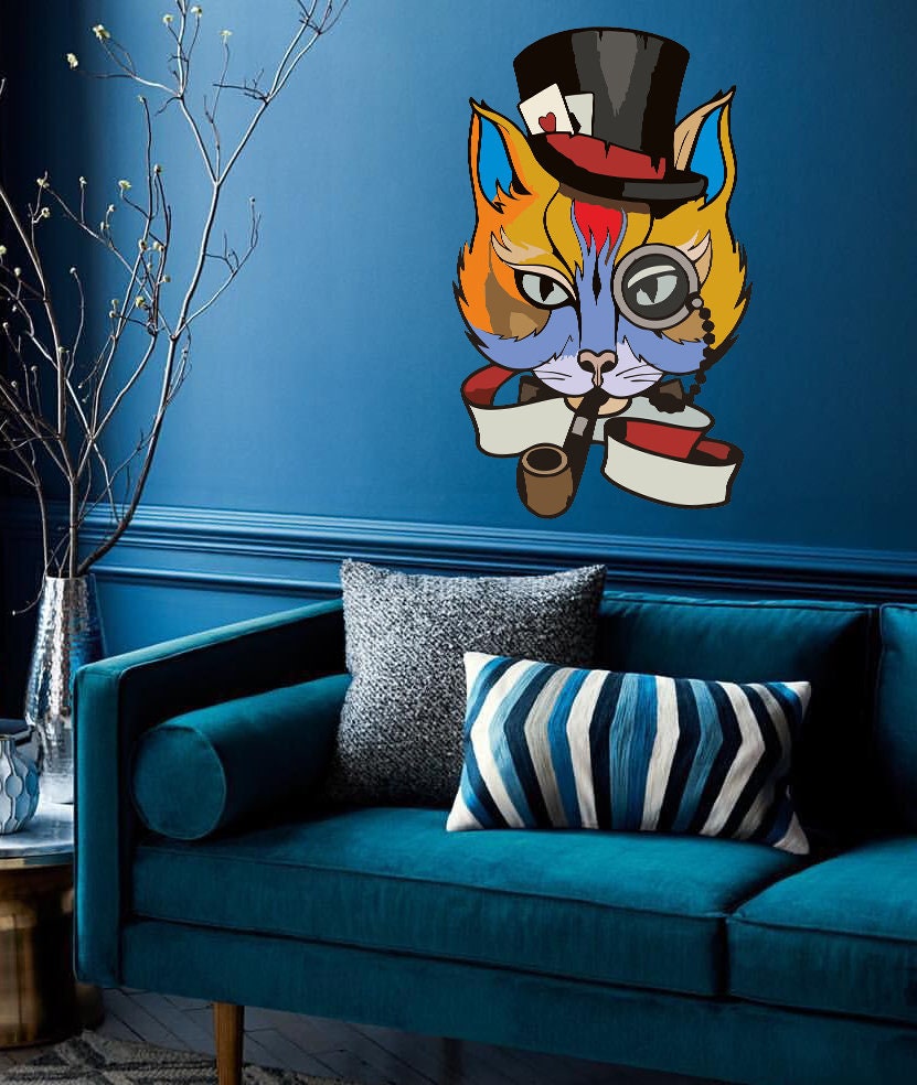 Cat Poker Face Decal, Cat Poker Face Sticker, Cat Poker Face Wall Decor
