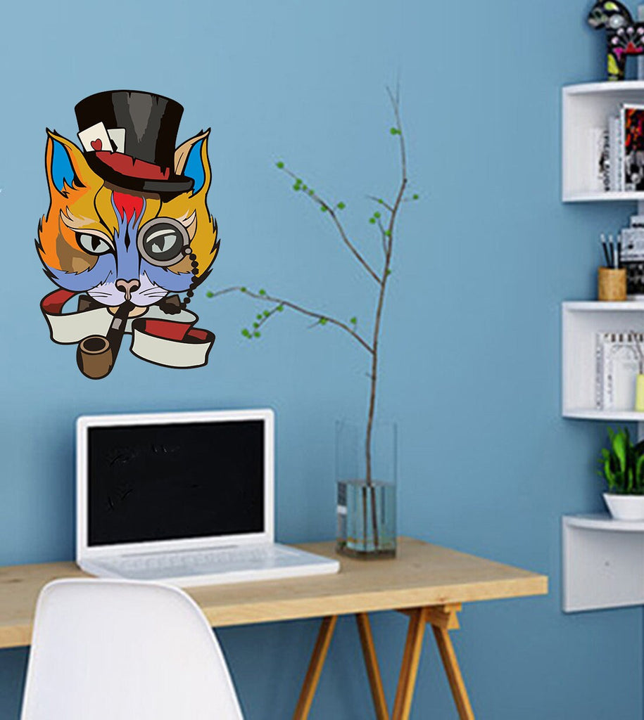 Cat Poker Face Decal, Cat Poker Face Sticker, Cat Poker Face Wall Decor