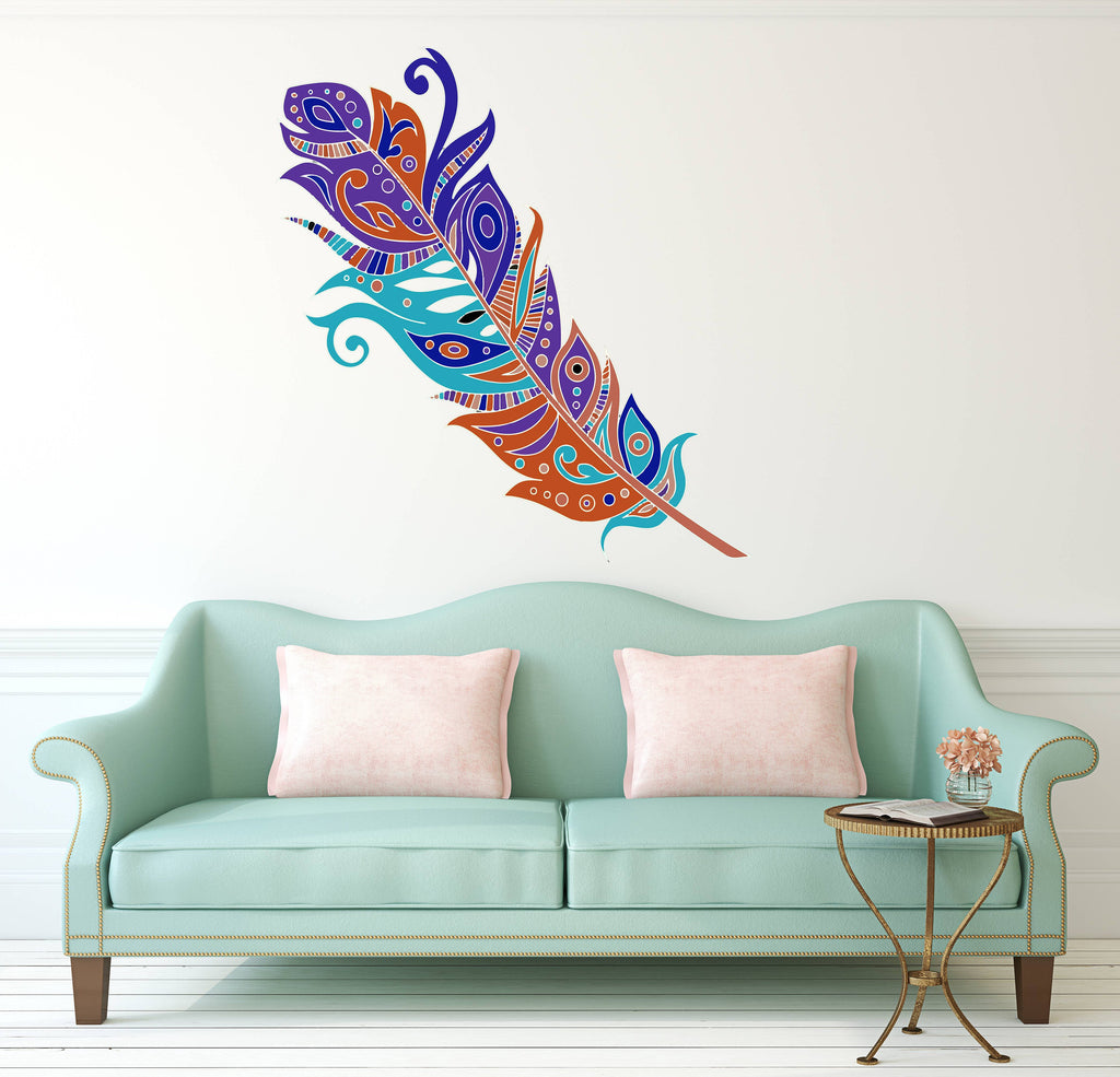 Beautiful Feather Wall Decal, Beautiful Feather Wall sticker, Beautiful Feather wall decor, Beautiful Feather Wall Art