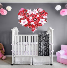 Load image into Gallery viewer, Flowered Heart Sticker, Flowered Heart Sticker, Flowered Heart Wall Decor