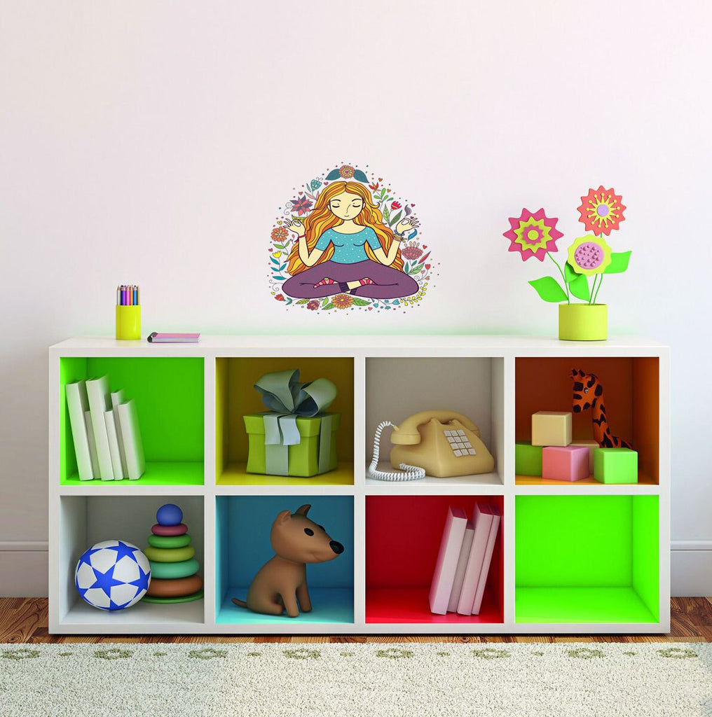 Girl Meditation Wall Decal, Girl Meditation Wall sticker, Girl Meditation wall decor, Girl Meditation Wall Art