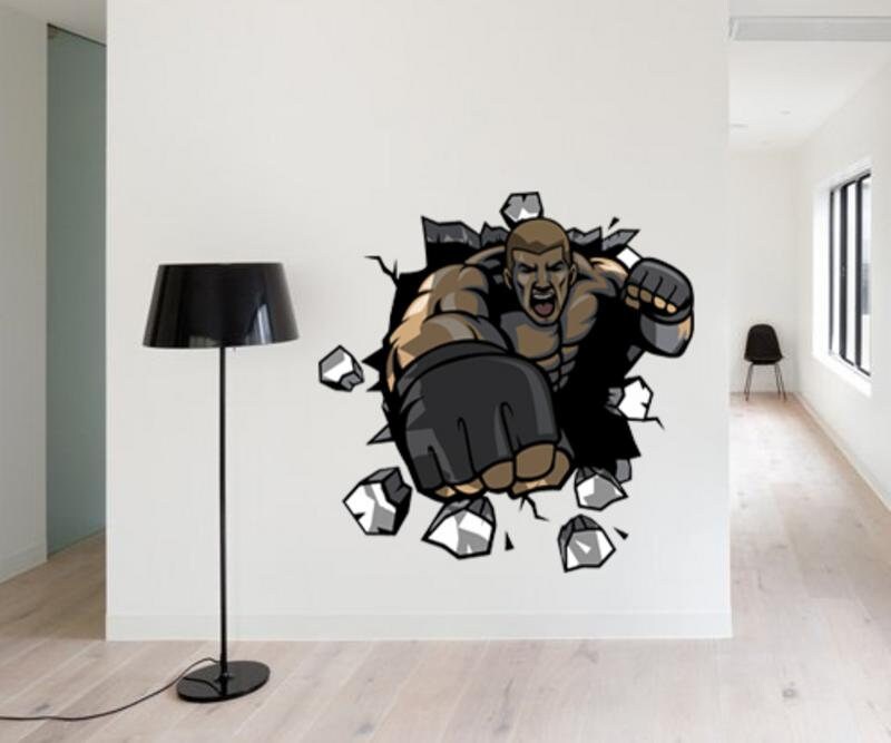 3D Boxing MMA Wall Decal, 3D Boxing MMA Wall sticker, 3D Boxing MMA wall decor
