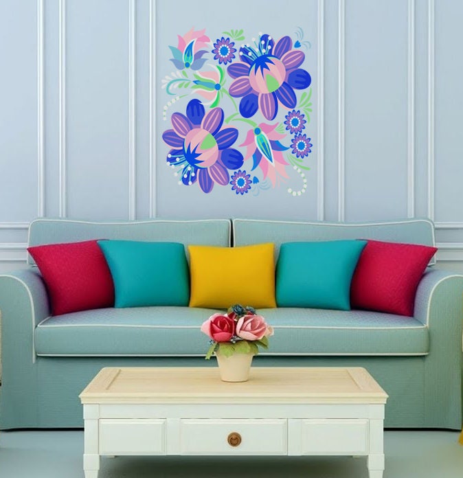 Bouquet Boho Wall Decal, Bouquet Boho Wall sticker, Bouquet Boho wall decor