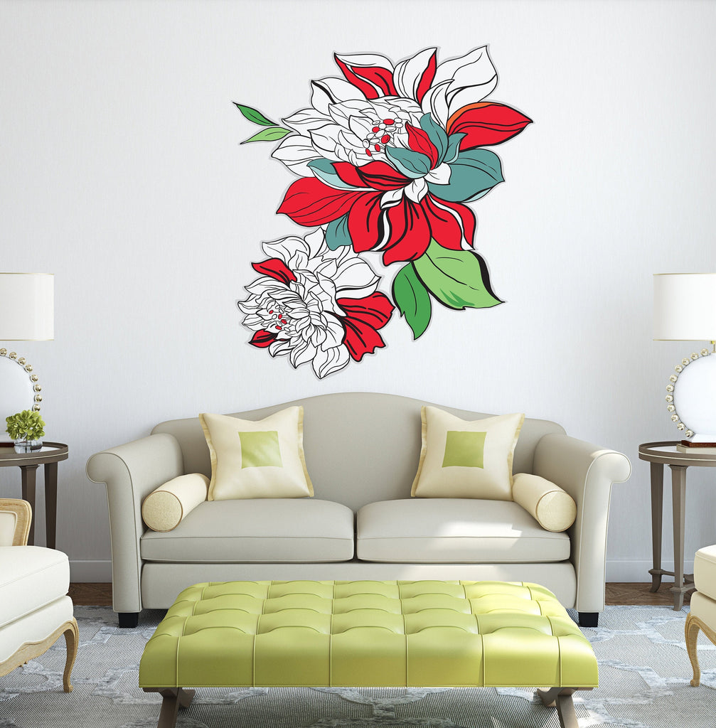 Peony Decal, Peony Sticker, Peony Wall Art