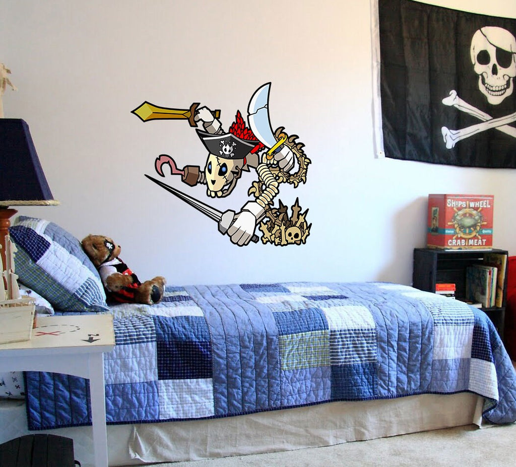 Pirate Hook Skeleton Wall Decal, Pirate Hook Skeleton Wall sticker, Pirate Hook Skeleton wall decor