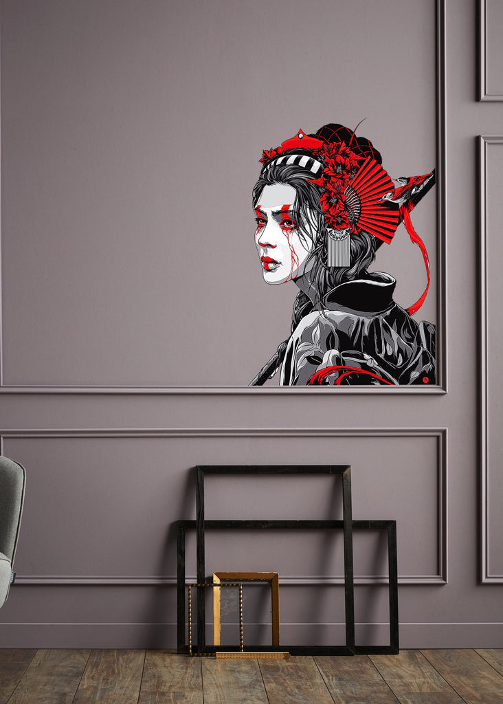 Asian Warrior Girl Decal, Asian Warrior Girl Sticker, Asian Warrior Girl Wall Decor