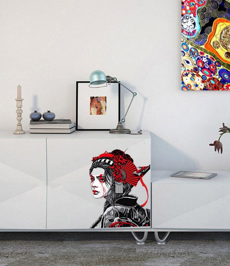 Asian Warrior Girl Decal, Asian Warrior Girl Sticker, Asian Warrior Girl Wall Decor
