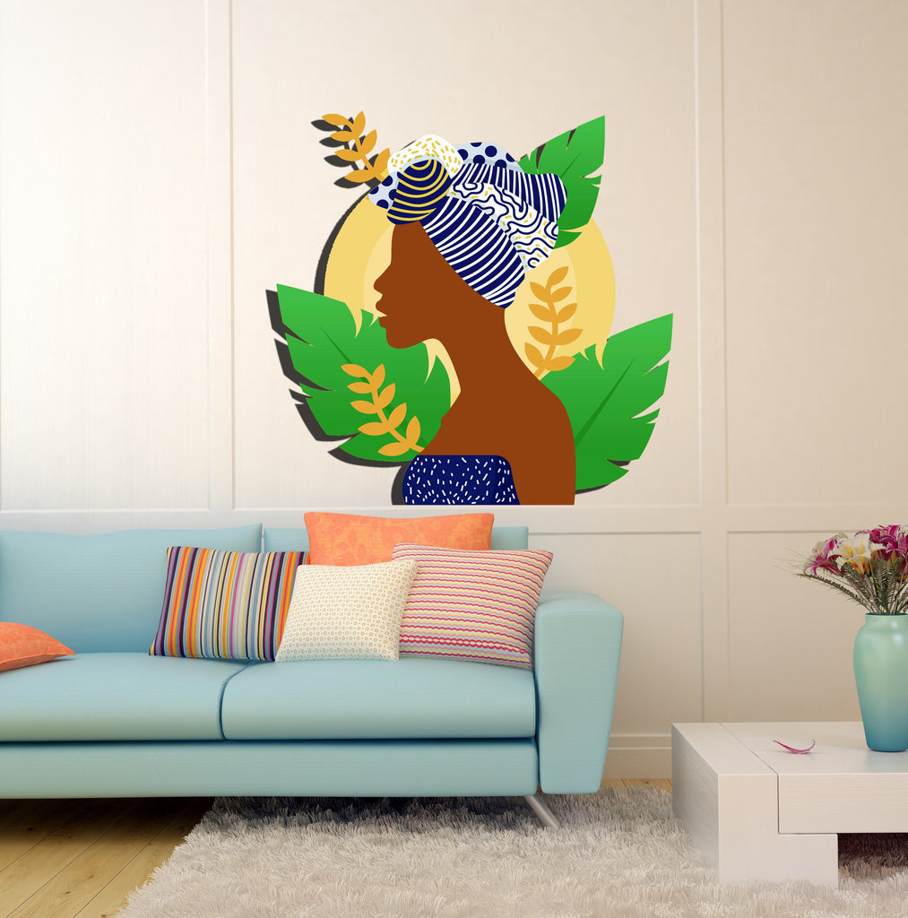 Flower Woman Girl Wall Decal, Flower Woman Girl Wall sticker, Flower Woman Girl wall decor