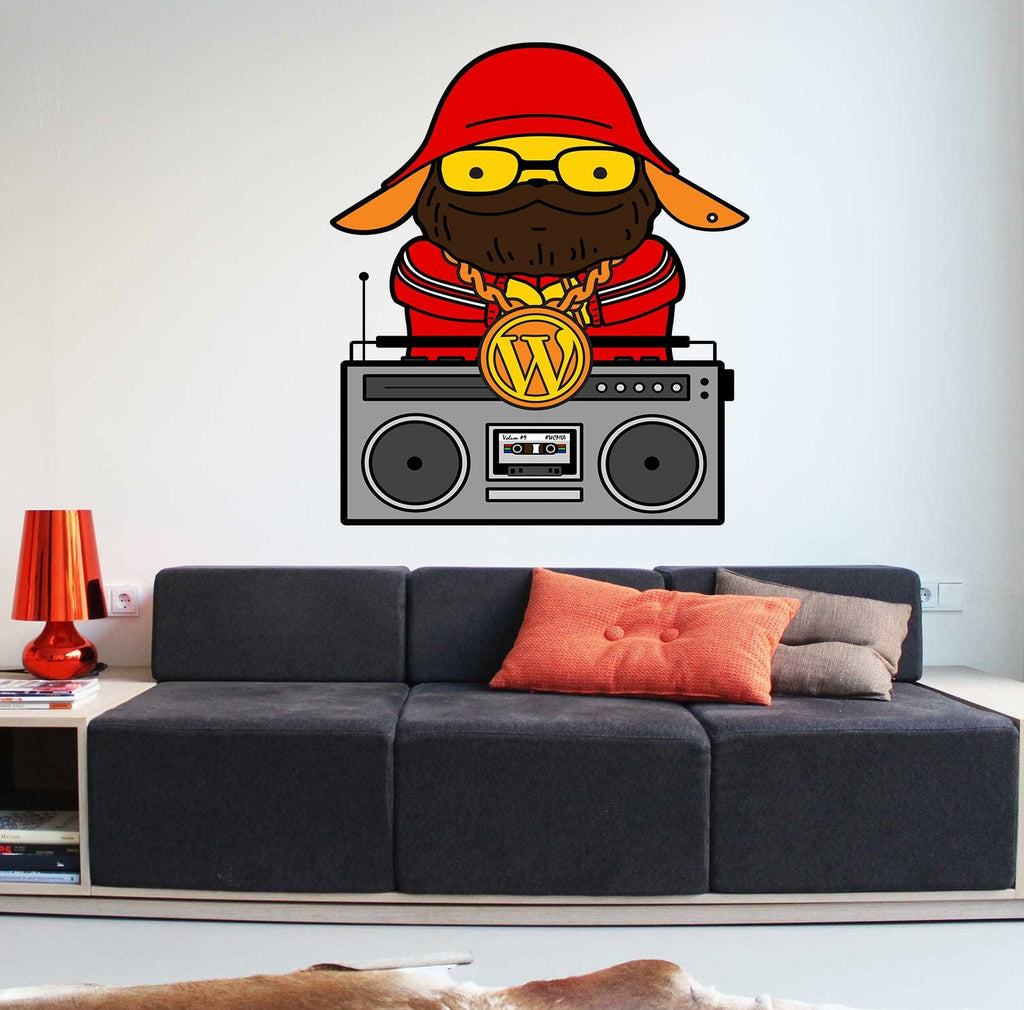 Hip-Hop Dog Decal, Hip-Hop Dog sticker, Hip-Hop Dog Wall Decor