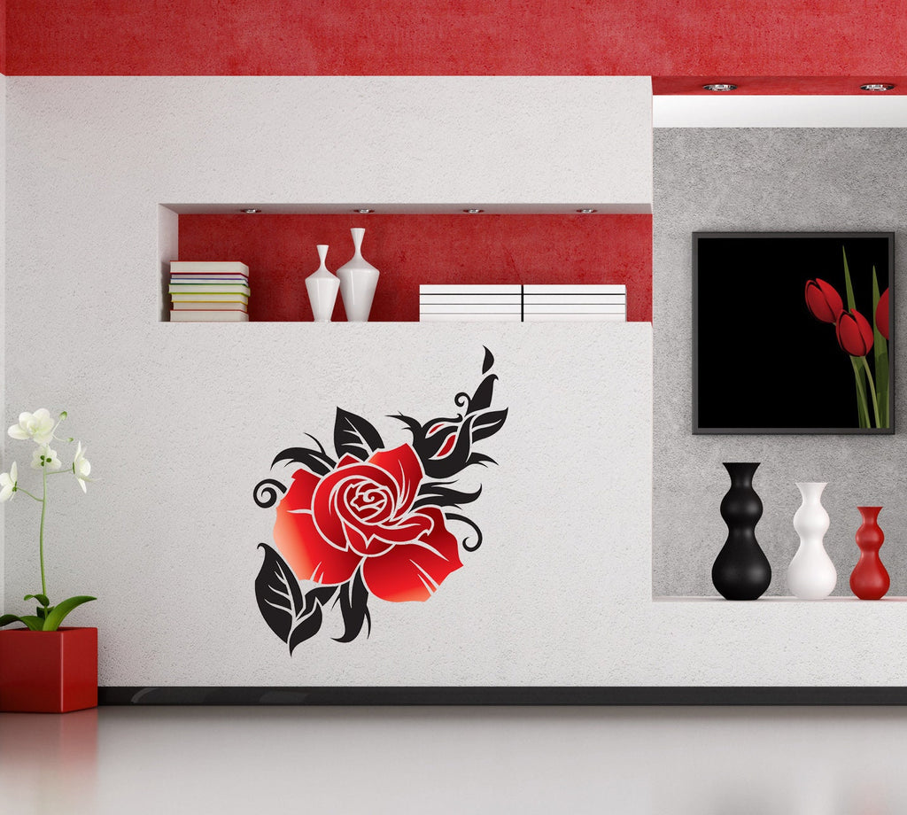 Red Rose Wall Decal, Red Rose Wall sticker, Red Rose wall decor