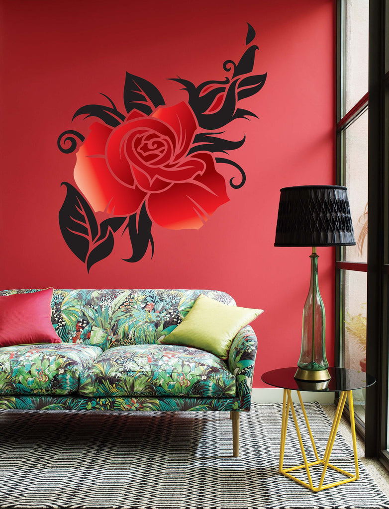 Red Rose Wall Decal, Red Rose Wall sticker, Red Rose wall decor