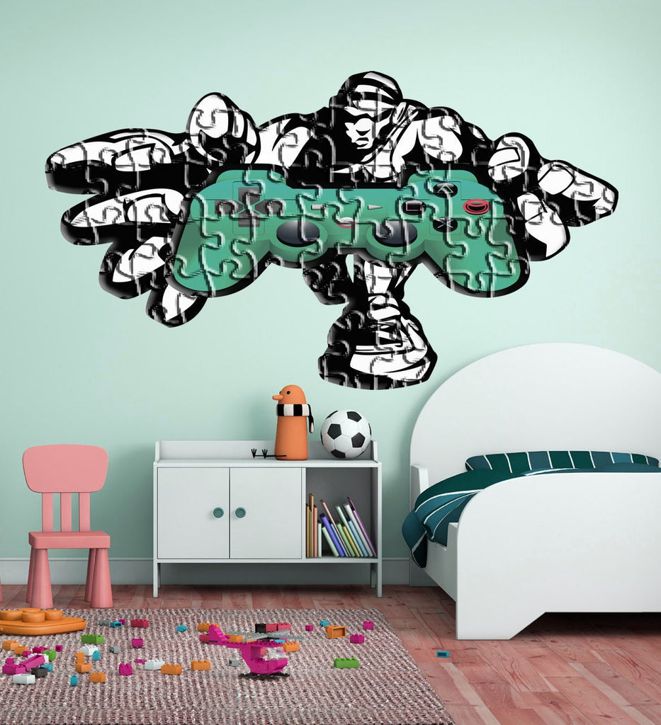 Gamer Boy Game Controller Wall Decal, Gamer Boy Game Controller Wall sticker, Gamer Boy Game Controller wall decor