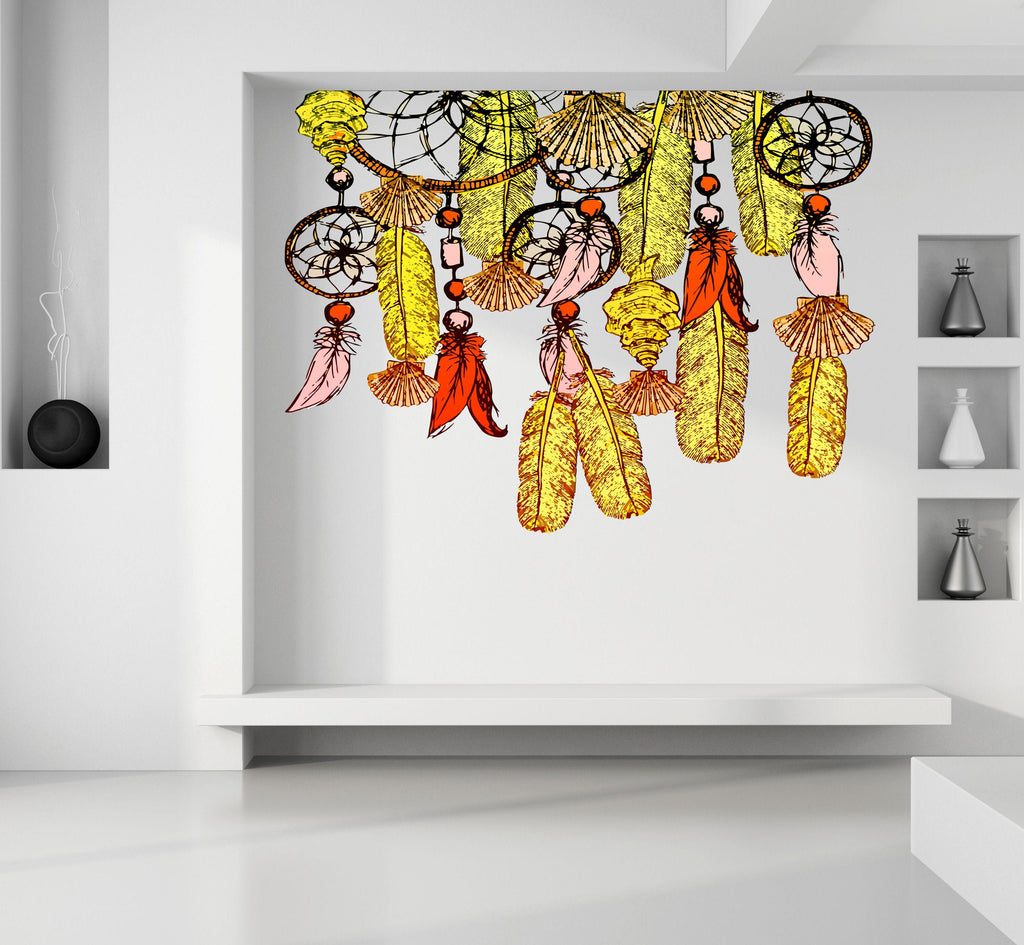 Dreamcatcher Feathers Wall Decal, Dreamcatcher Feathers Wall sticker, Dreamcatcher Feathers wall decor