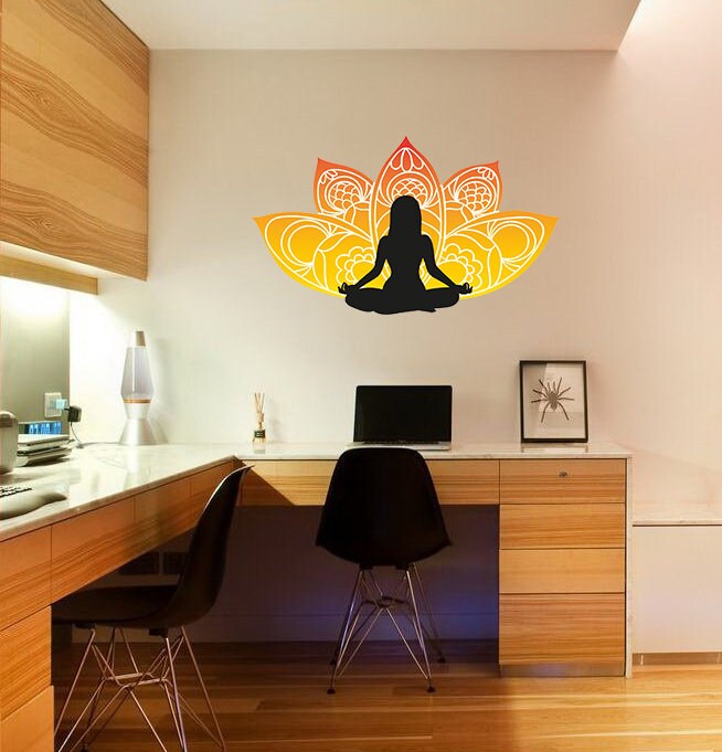 Colorful Lotus Decal, Meditation Décor, Yoga Studio Decor