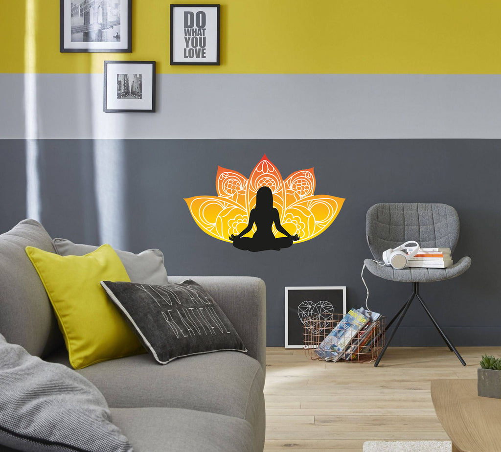 Colorful Lotus Decal, Meditation Décor, Yoga Studio Decor