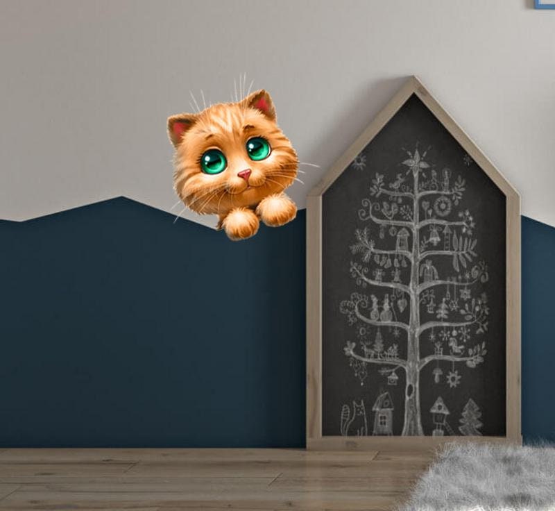 Kitty Wall Decal, Kitty Wall sticker, Kitty wall decor