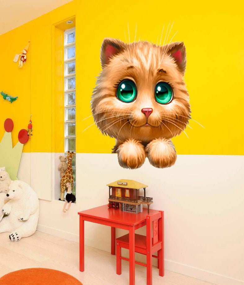 Kitty Wall Decal, Kitty Wall sticker, Kitty wall decor