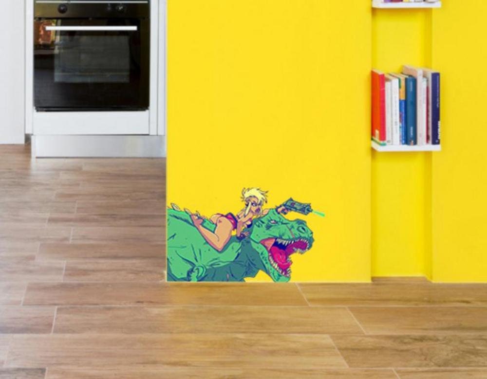 Anime Girl Dinosaur Wall Decal, Anime Girl Dinosaur Wall sticker, Anime Girl Dinosaur wall decor