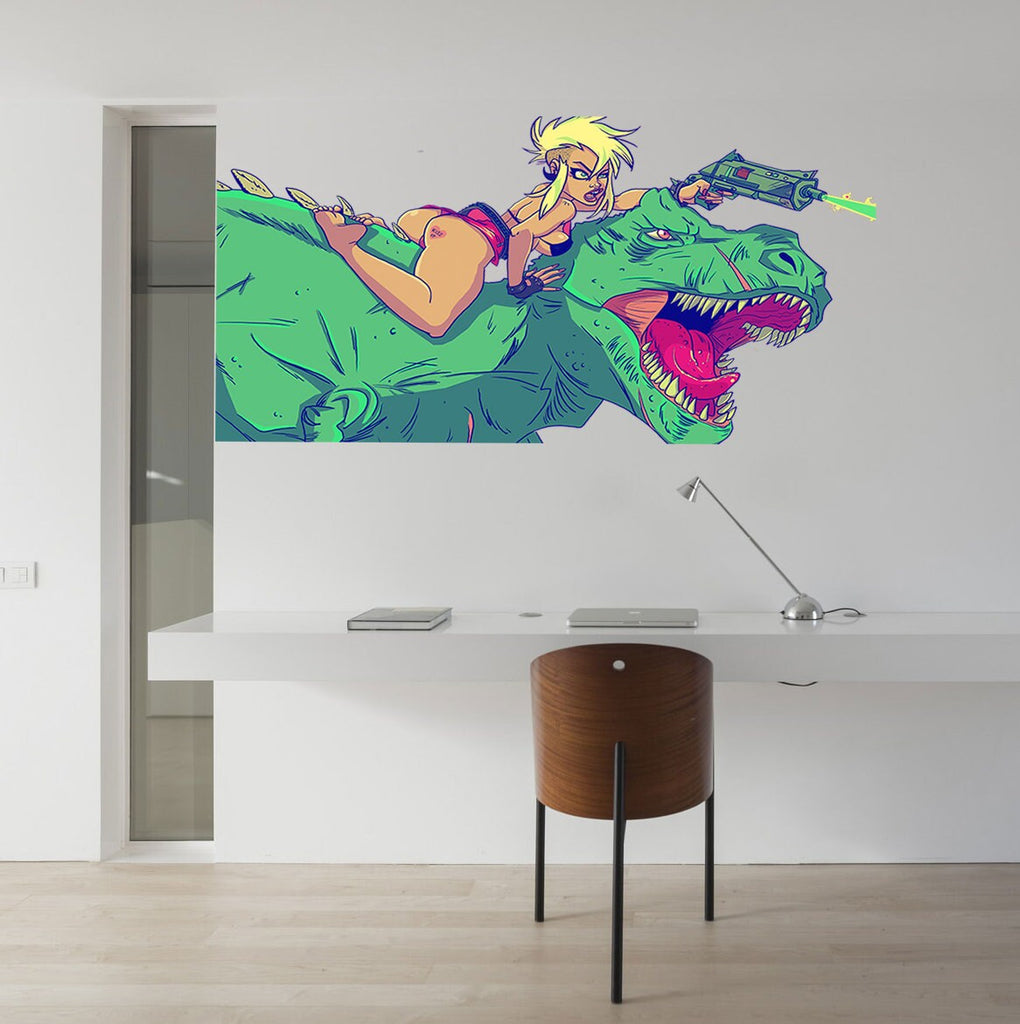 Anime Girl Dinosaur Wall Decal, Anime Girl Dinosaur Wall sticker, Anime Girl Dinosaur wall decor