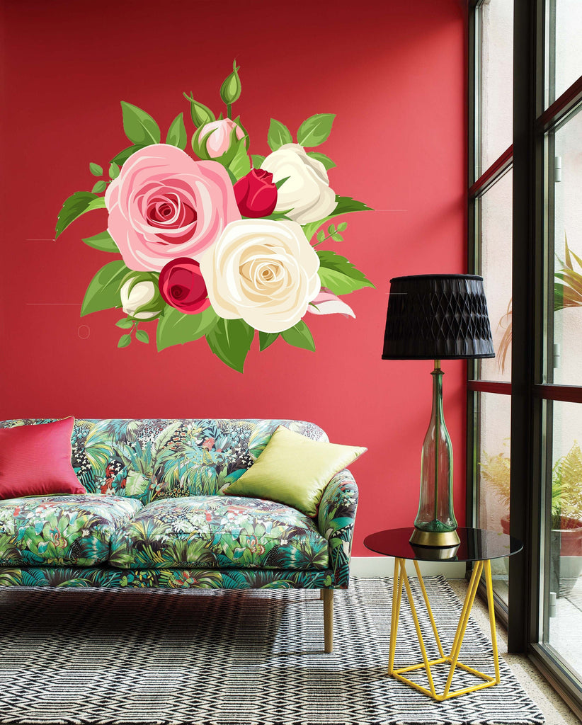 Rose Bouquet Wall Decal, Rose Bouquet Wall sticker, Rose Bouquet wall decor