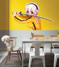 Load image into Gallery viewer, Anime Samurai Girl Decal, Anime Samurai Girl Sticker, Anime Samurai Girl Wall Decor