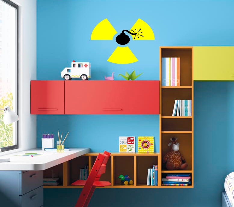 Bomb Caution Sign Wall Decal, Bomb Caution Sign Wall sticker, Bomb Caution Sign wall decor