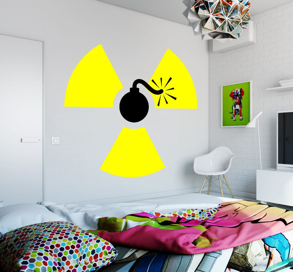 Bomb Caution Sign Wall Decal, Bomb Caution Sign Wall sticker, Bomb Caution Sign wall decor