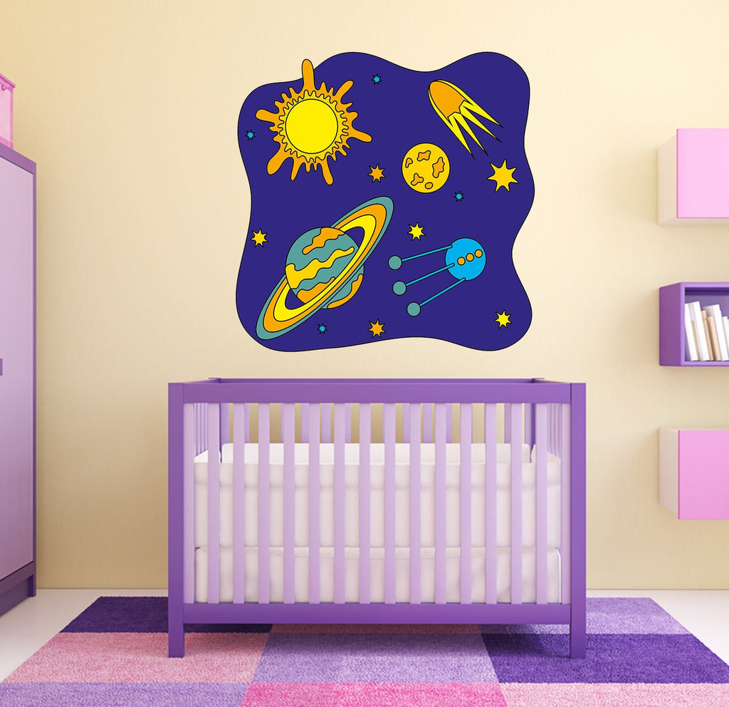 Nursery Galaxy Wall Decal, Galaxy Sticker, Boys Room Galaxy Wall Decor
