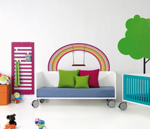 Load image into Gallery viewer, Rainbow Swing Wall Decal, Rainbow Swing Wall sticker, Rainbow Swing wall decor, Rainbow Swing Wall Art