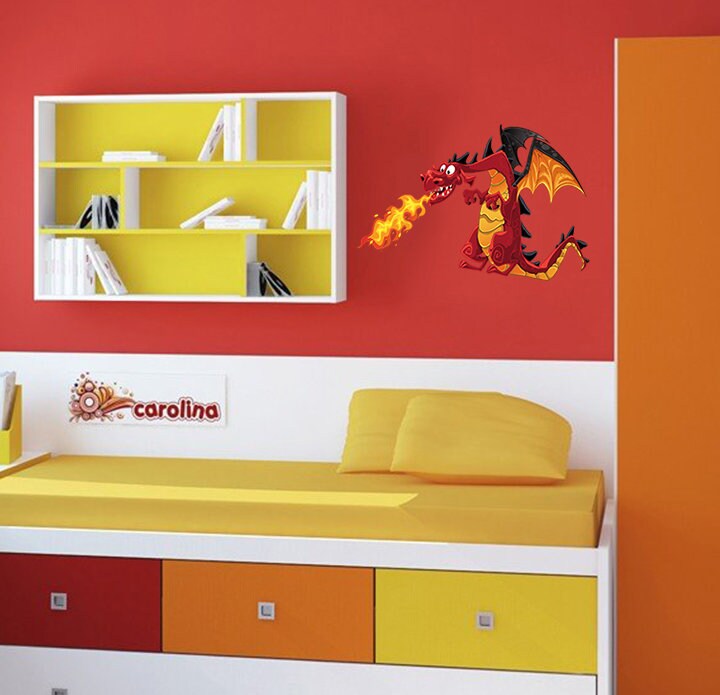 Firing Baby Dragon decal, Firing Baby Dragon Sticker, nursery Firing Baby Dragon