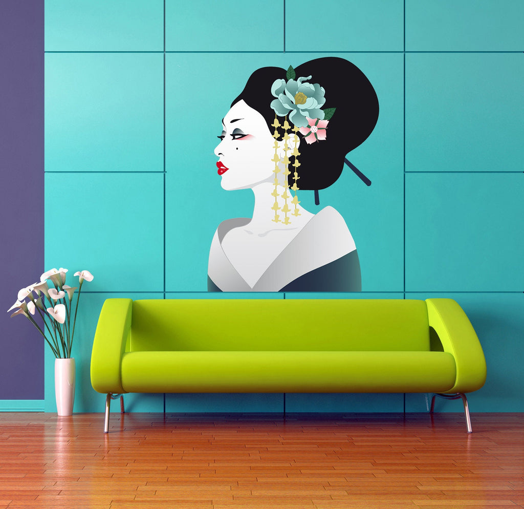 Geisha Wall Art, Geisha Wall Decor, Geisha Sticker, Geisha Decal