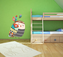 Load image into Gallery viewer, Boho Owl Indian Wall Decal, Boho Owl Indian Wall sticker, Boho Owl Indian wall decor