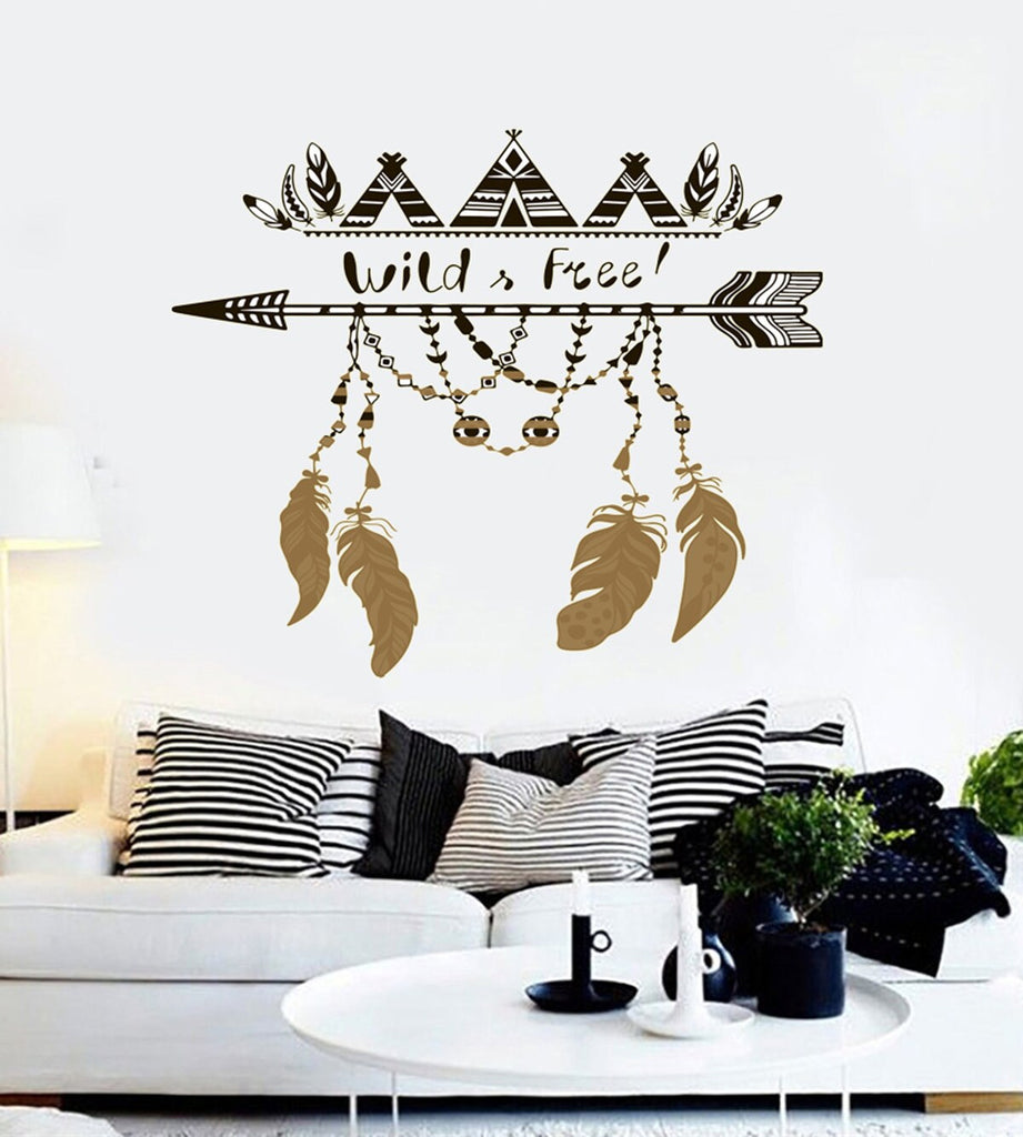 Boho Quote Wild & Free Wall Decal, Boho Quote Wild Free Wall sticker, Boho Quote Wild Freewall decor