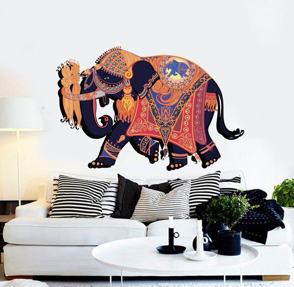 Indian Elephant Wall Decal, Indian Elephant Wall sticker, Indian Elephant wall decor, Indian Elephant Wall Art
