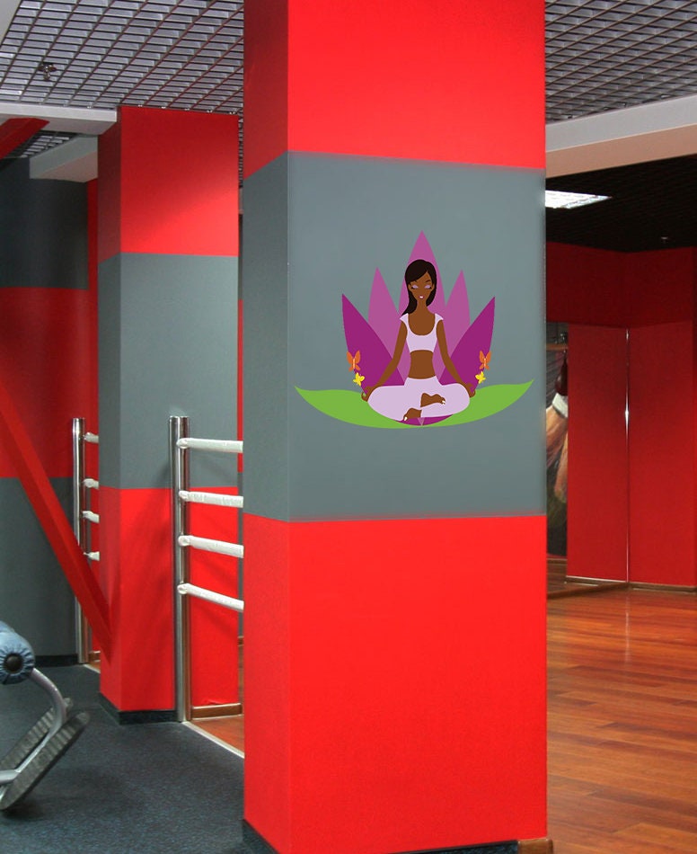 Yoga Meditation Girl Wall Decal, Yoga Meditation Girl Wall sticker, Yoga Meditation Girl wall decor