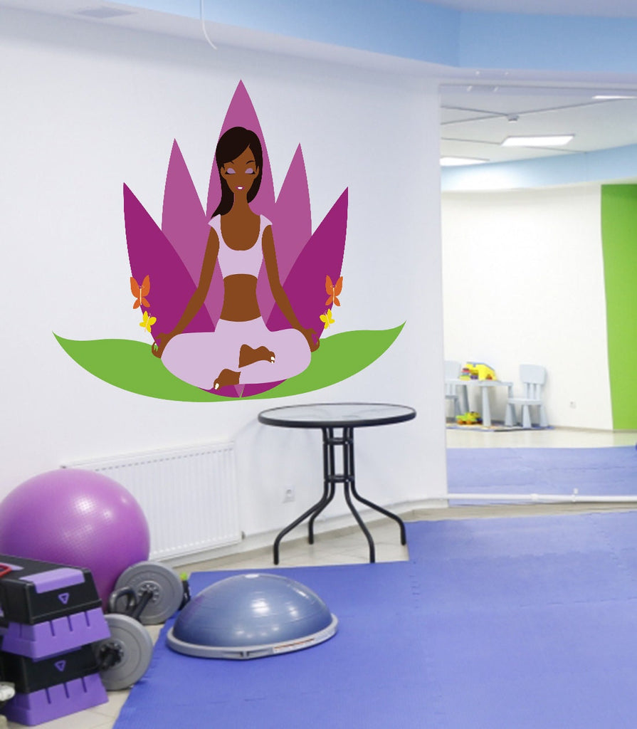 Yoga Meditation Girl Wall Decal, Yoga Meditation Girl Wall sticker, Yoga Meditation Girl wall decor
