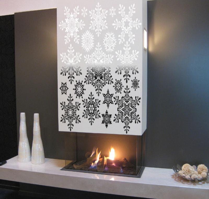 Black and white snowflakes Wall Decal, Black and white snowflakes Wall sticker, Black and white snowflakes wall decor