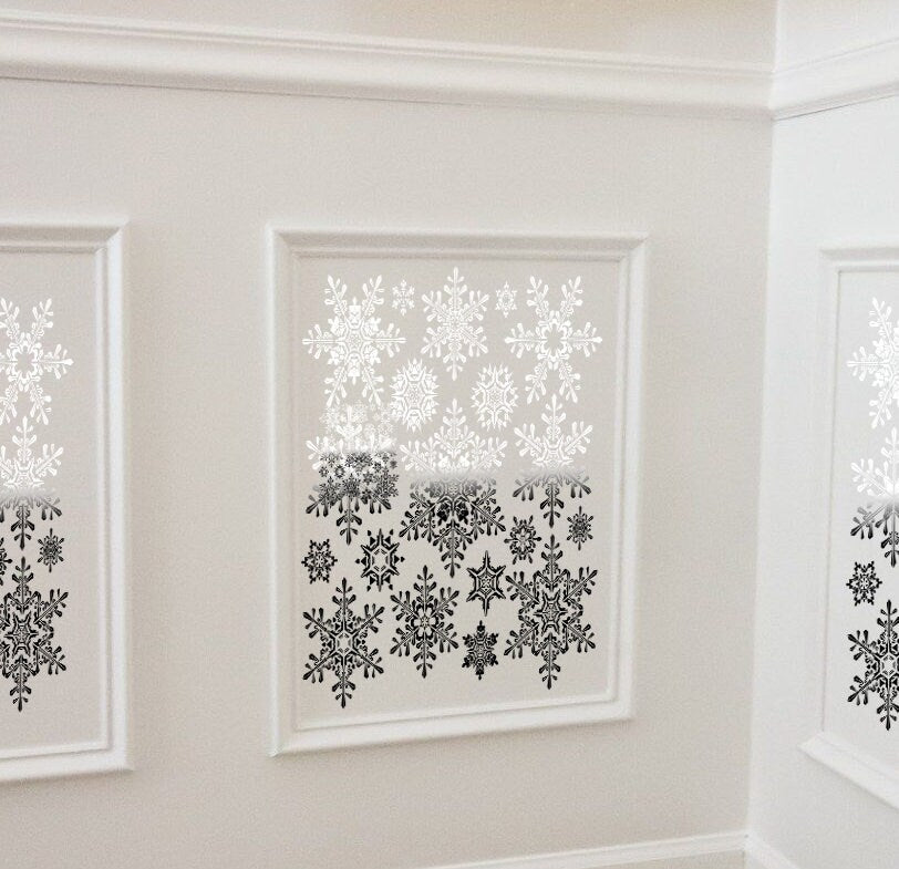 Black and white snowflakes Wall Decal, Black and white snowflakes Wall sticker, Black and white snowflakes wall decor
