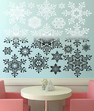 Load image into Gallery viewer, Black and white snowflakes Wall Decal, Black and white snowflakes Wall sticker, Black and white snowflakes wall decor
