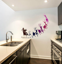 Load image into Gallery viewer, Santa Claus Reindeer Sleigh Wall Decal, Santa Claus Reindeer Sleigh Wall sticker, Santa Claus Reindeer Sleigh wall decor
