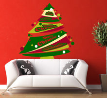 Load image into Gallery viewer, Multicolored Christmas Tree Wall Decal, Multicolored Christmas Tree Wall sticker, Multicolored Christmas Tree wall decor