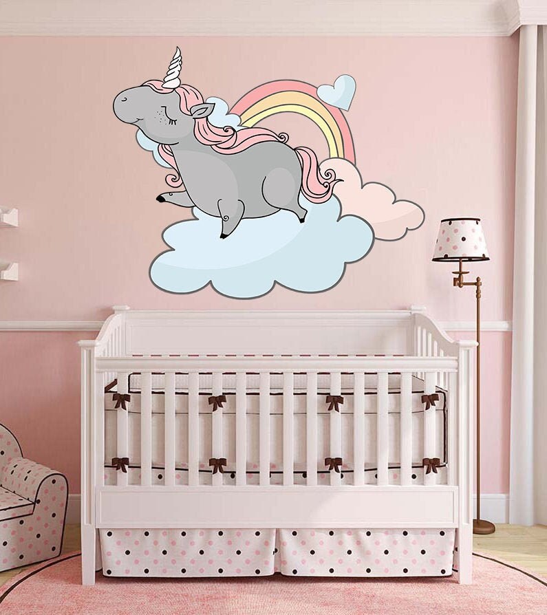 Unicorn on the Rainbow Wall Decal, Unicorn Sticker, Unicorn Decal